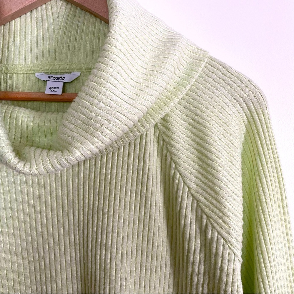 Sonoma Lime Green Soft Ribbed Cowl Neck Sweater Size XXL